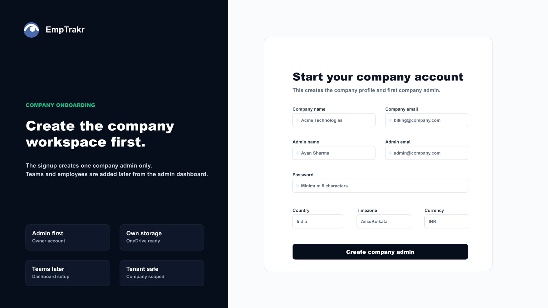 Sign up your company