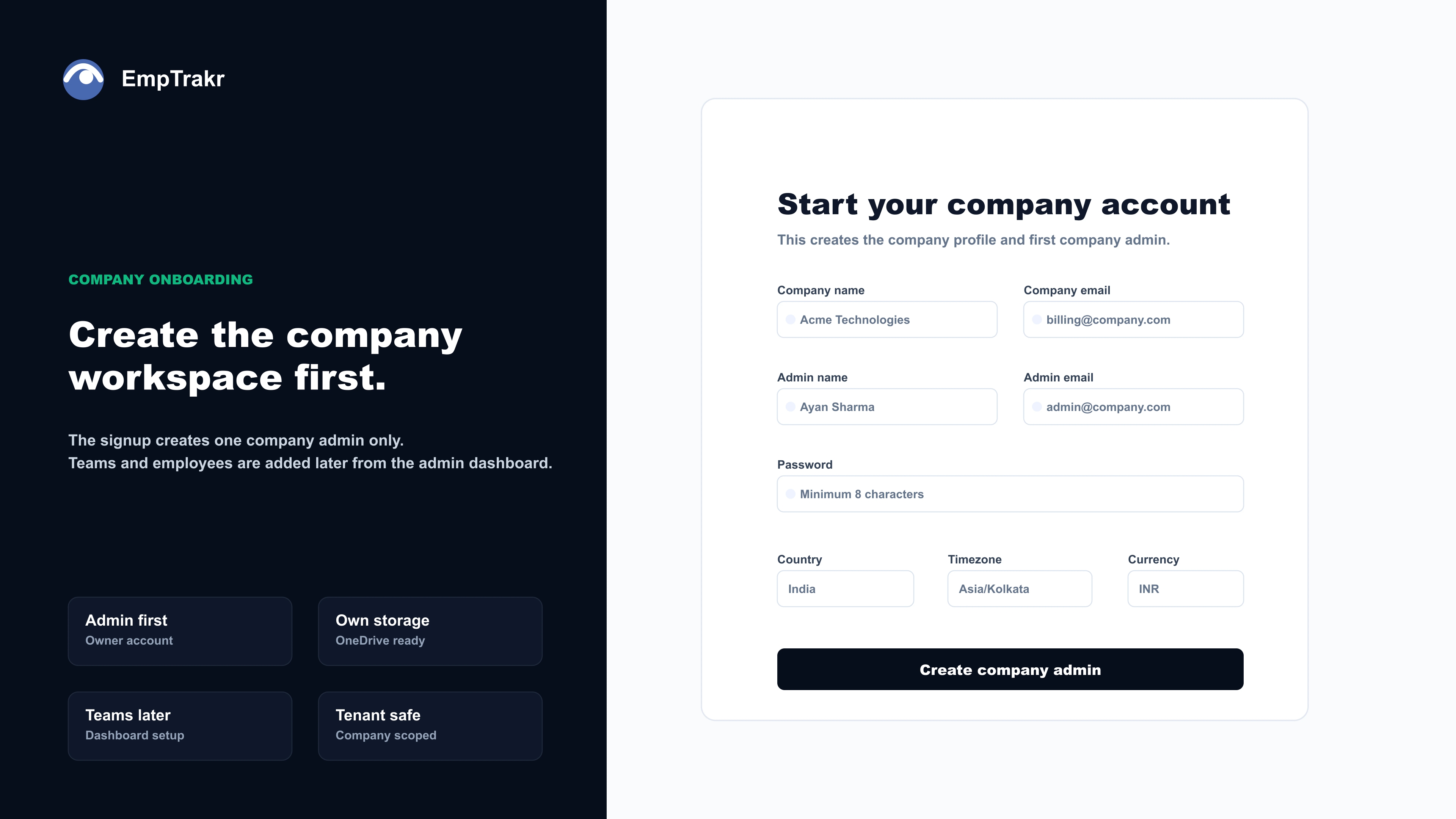 Sign up your company