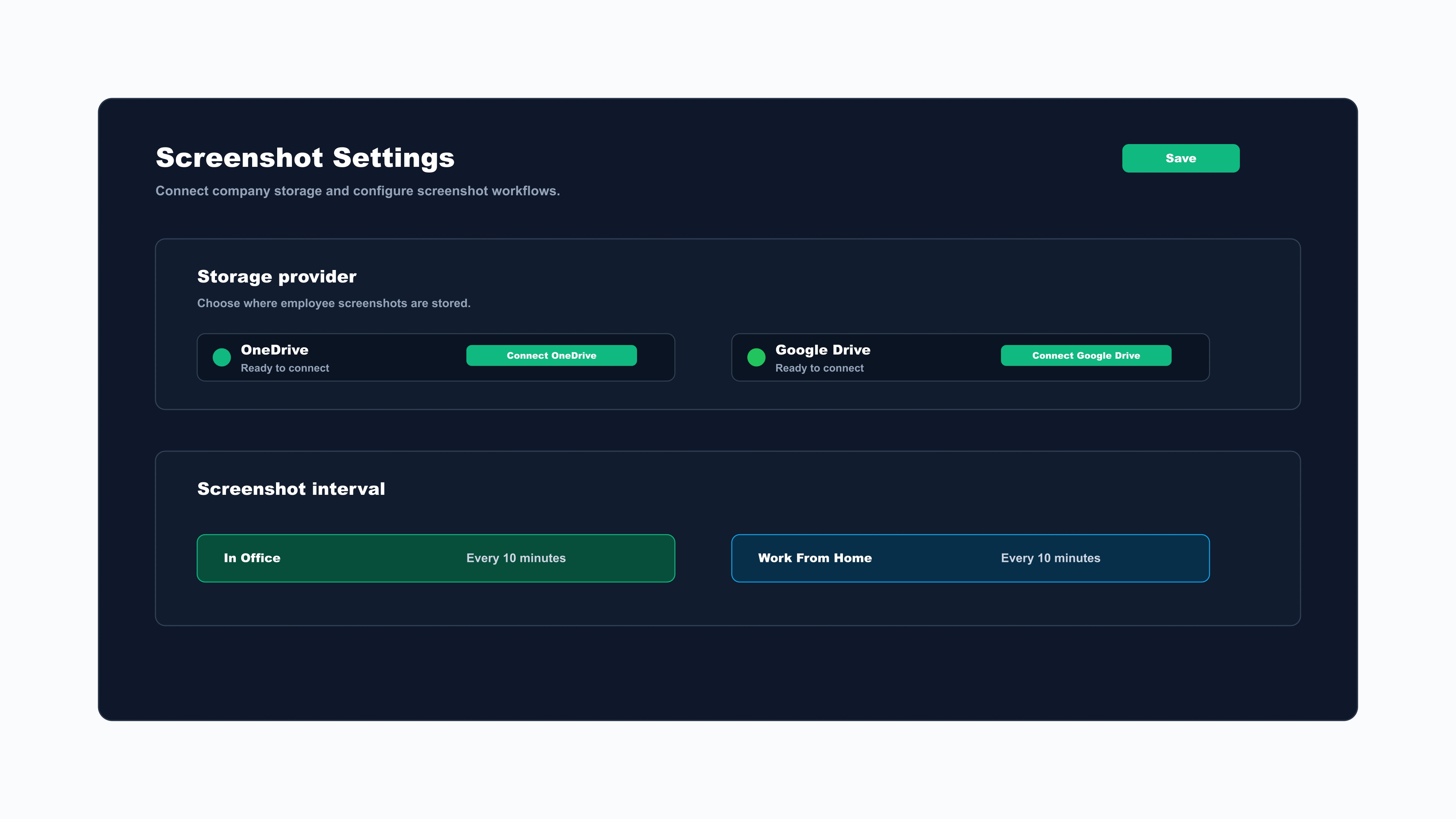 Connect Google Drive or OneDrive