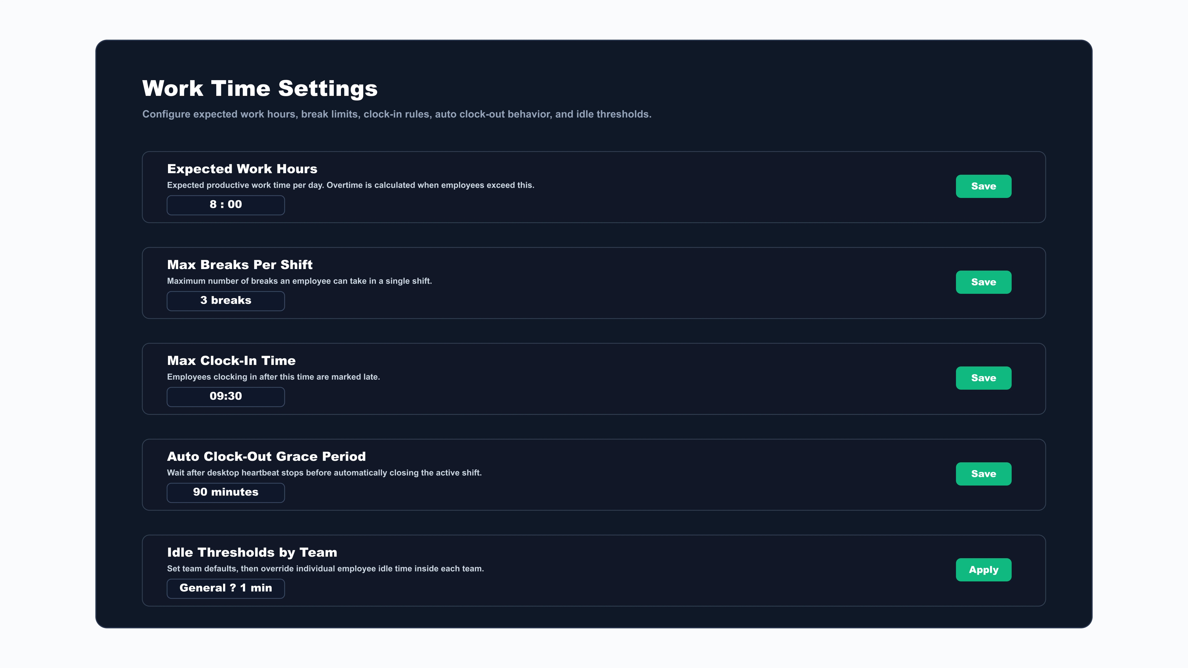 Configure work time rules